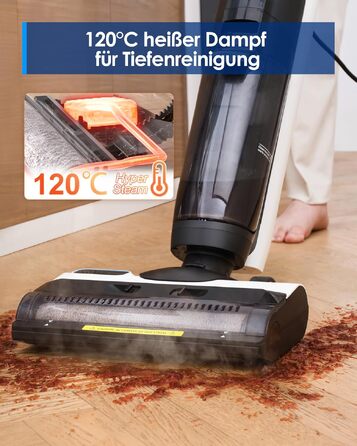 Tineco Floor ONE iFloor 5 Steam: Пилосос 2-в-1 для вологого та сухого прибирання з гарячим повітрям, 20 кПа, 40 хв роботи