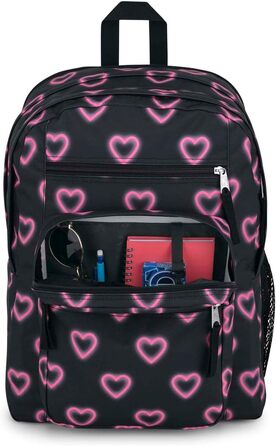 Рюкзак JanSport BIG STUDENT для школи та міста, чорний з принтом Happy Hearts, великий об'єм