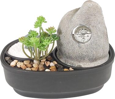Декоративний настільний фонтан LEMODO з LED-підсвіткою, скляною кулею та ефектом водоспаду для дому та Zen-саду (дизайн Felsenbogen)