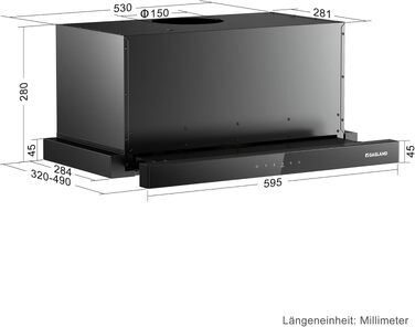 Вбудована витяжка GASLAND BR60SP 60 см з нержавіючої сталі, продуктивність 335 м³/год, режим рециркуляції та відведення, вугільний фільтр CF132 (BR60 Touch Black)