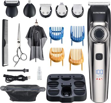 Barberboss машинка для стрижки волосся та бороди для чоловіків, бездротовий тример, водонепроникний набір для догляду, носовий тример QR-6089