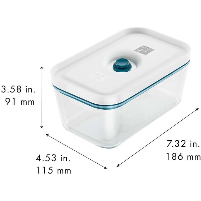 Вакуумний контейнер ZWILLING Fresh & Save (розмір M), скляний з вакуумною кришкою, колір Blue La Mer