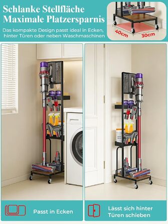 Металевий стійка-тримач JUPELI для пилососів Dyson V16, Gen5, V15, V12, V11, V10, V8, V7, V6 — підставка для зберігання пилососа та аксесуарів, підлогова, без свердління (чорна)