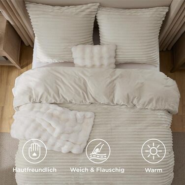 Комплект фланелевої постільної білизни BEDSURE, 3 предмети, колір натуральний, 200x200 см
