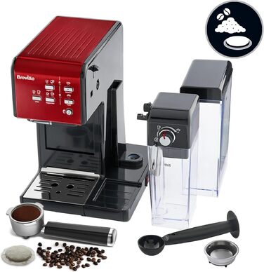 Кавомашина Breville Prima Latte II: Еспресо та капучино, 15 бар, червоний (VCF109X)