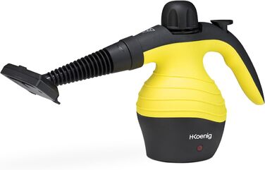 Пароочисник ручний H.Koenig NV60, 3,5 бар, 1000 Вт, 350 мл, насадки, жовтий