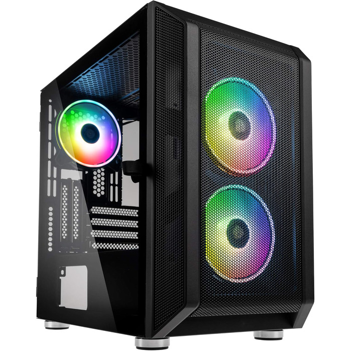 Корпус для ПК KOLINK Citadel Mesh RGB Micro-ATX, скляна панель, чорний, прозоре бічне вікно, компактний корпус для комп'ютера