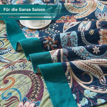 Преміум плед Bailix Boho з 100% бавовни, двостороння муслінова ковдра 200x230 см для дивана та ліжка, декоративна patchwork ковдра в стилі бохо, колір Indigo-traum
