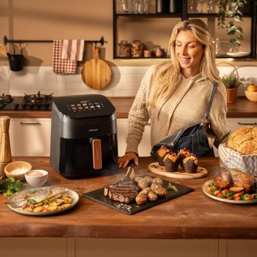 Аерофритюрниця-гриль Cecotec Cecofry & Grill Smokin' 6500 Plus 6.5л, 2200 Вт, з функцією копчення, подвійним грилем та вікном