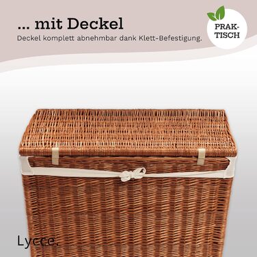 Кошик для білизни Lycce 120 л, 2 секції, плетений, білий, 67x33x56 см