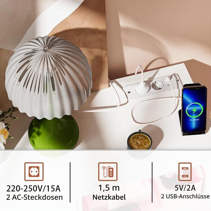 Кухонна шафа-буфет з LED-підсвіткою та розеткою, сайдбор з шухлядою та полицею для мікрохвильової печі, 83x40x80 см, біло-помаранчевий