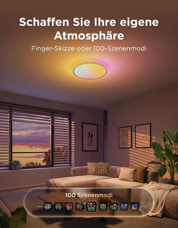 Стельовий світильник Govee RGBICWW Pro LED, 55W, 4800лм, диммований, круглий, Ø45.5см