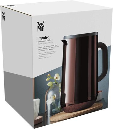 Термос-ізольована каністра WMF Impulse 1 л для чаю та кави, з натискною кришкою, зберігає напої холодними та гарячими до 24 годин, вінтажна мідь