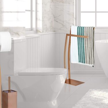 Підставка для рушників Relaxdays WIMEDO, 2 перекладини, 80x32x20 см, прямокутна основа, купер, нержавіюча сталь, для ванної кімнати