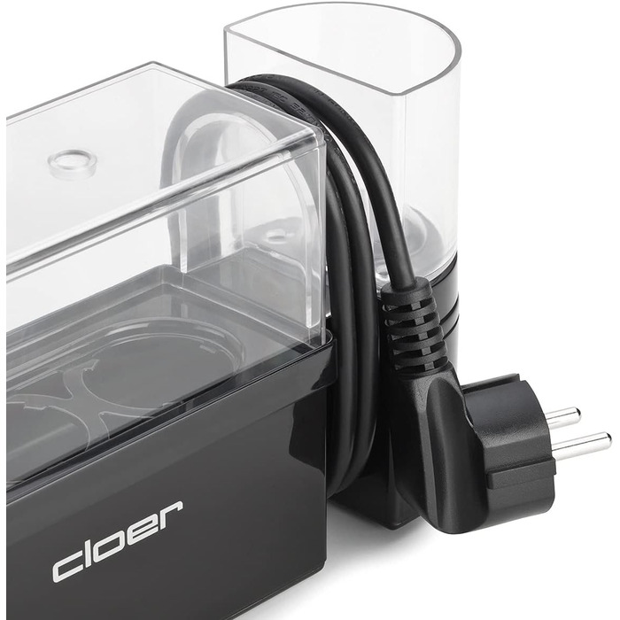 Електрична яйцеварка Cloer 6020 на 3 яйця, знімний лоток, 300 Вт, пластик, чорна