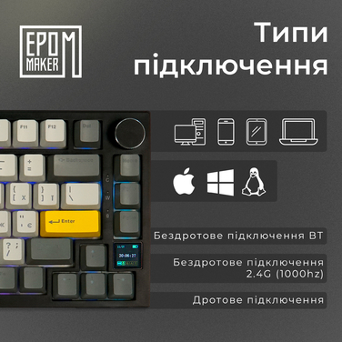 Клавіатура механічна бездротова EPOMAKER AK820 Pro Gift Switch Black (AK820-PRO-B-G)