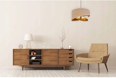 Підвісна люстра Light-Home Milan з металу та велюровим абажуром, індустріальна стельова лампа для вітальні, спальні та їдальні, колір бейж і крем