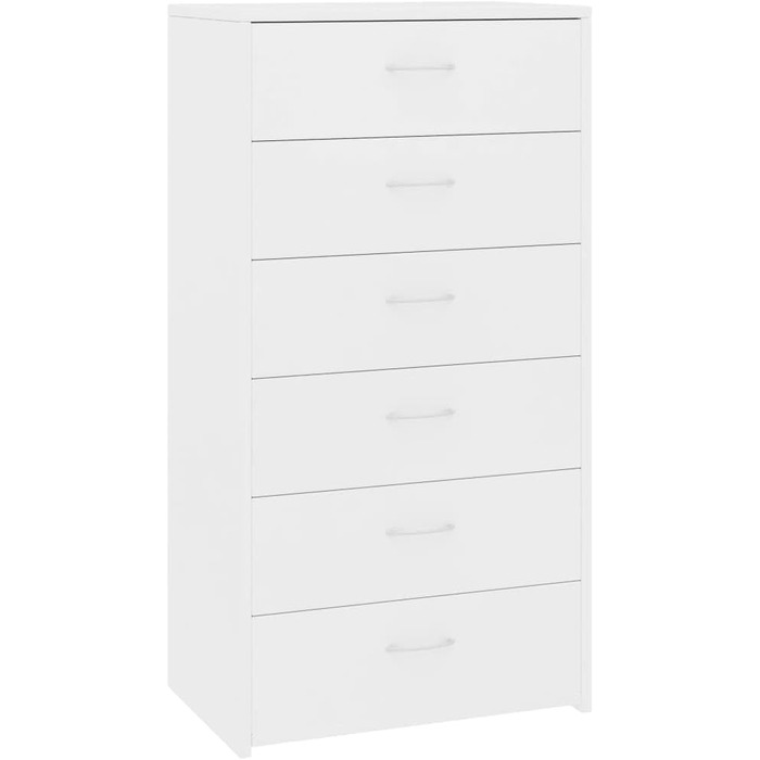 Комод vidaXL з 6 шухлядами, білий, 50x34x96 см, ДСП – багатофункціональна шафа, тумба для зберігання