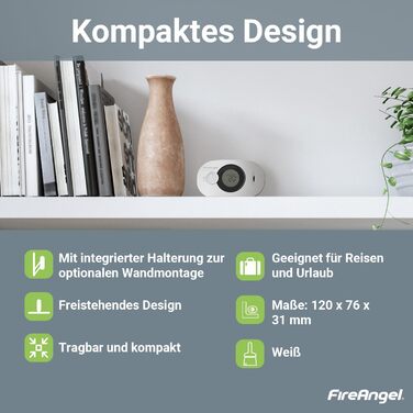 Детектор чадного газу Fire Angel FA3322 з акумулятором 10 років - CO-метр, для дому та подорожей
