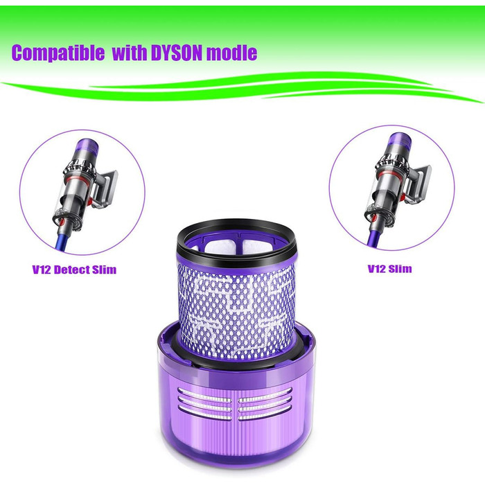 Змінний фільтр COJINLDFEI для пилососа Dyson V12 Detect Slim, сумісний з моделлю V12 Slim, аналог 971517-01, 3 штуки