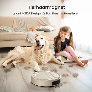 Робот-пилосос LEFANT M210P Champagnergrau - 2200Pa, 120хв, Wi-Fi, для килимів, шерсті тварин, твердих підлог