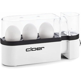 Електричний яйцеварка Cloer 6021 на 3 яйця, знімний тримач, 300 Вт, білий пластик