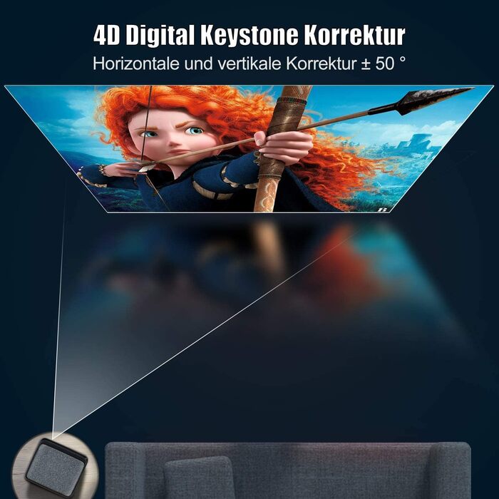 Проектор Beamer Full HD 1080P, 1200 ANSI люмен, 5G WiFi, Bluetooth, підтримка 4K, LED, для домашнього кіно, сумісний з Fire Stick, смартфоном, PS5, чорний