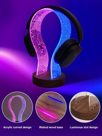Підставка для навушників YuanDian з підсвіткою RGB, геймерський тримач для гарнітури на стіл, 16 кольорів, аксесуар для ігрової кімнати, подарунок для геймерів