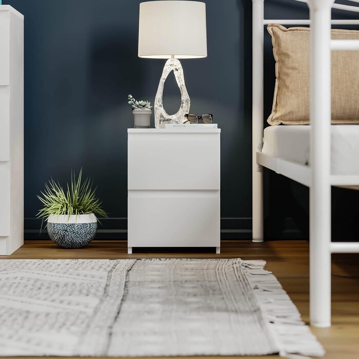 Тумба приліжкова Vida Designs Denver з 2 шухлядами, біла, 40x29,5x29,5 см