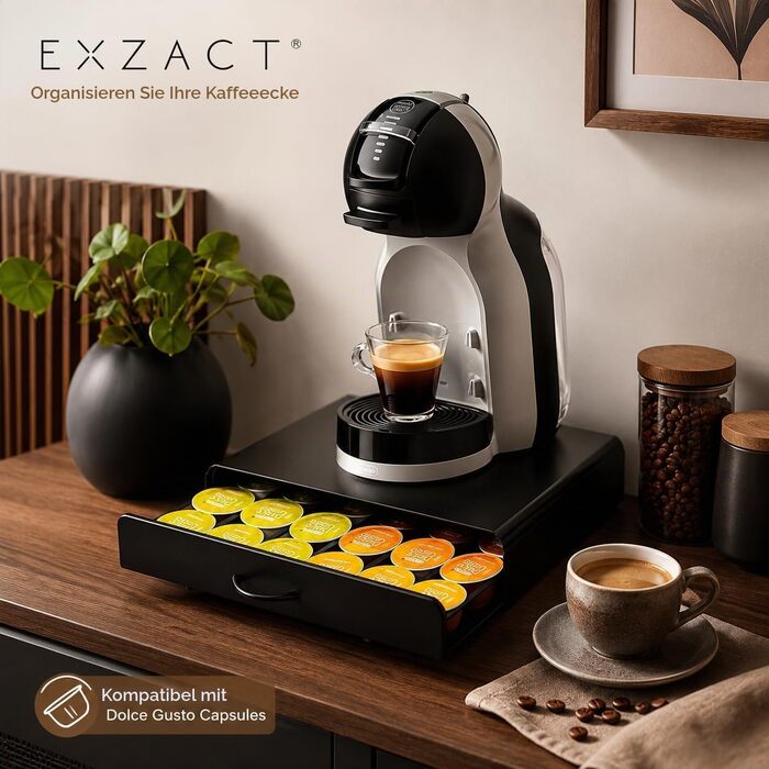 Органайзер для кавових капсул Exzact для Dolce Gusto, підставка під кавомашину 2-в-1, ємність 40 капсул, матова поверхня