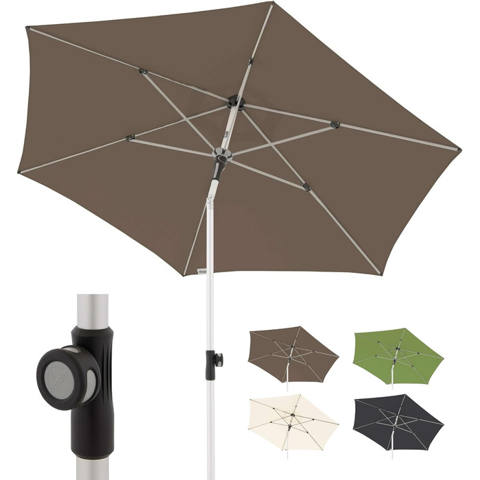 Сонячна парасоля Doppler SL-AZ 220 см для саду, складана, алюмінієва, UV 80+, Greige-Taupe, водовідштовхувальна, поліестер