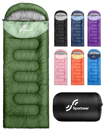 Спальний мішок Sportneer Outdoor у формі ковдри, 220x80 см, зелений