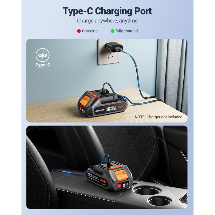 Акумуляторний ручний пилосос SEALIGHT Mini для авто та дому, 35000Па, безщітковий двигун, 60 хв роботи, 2 змінні батареї, Midnight Black