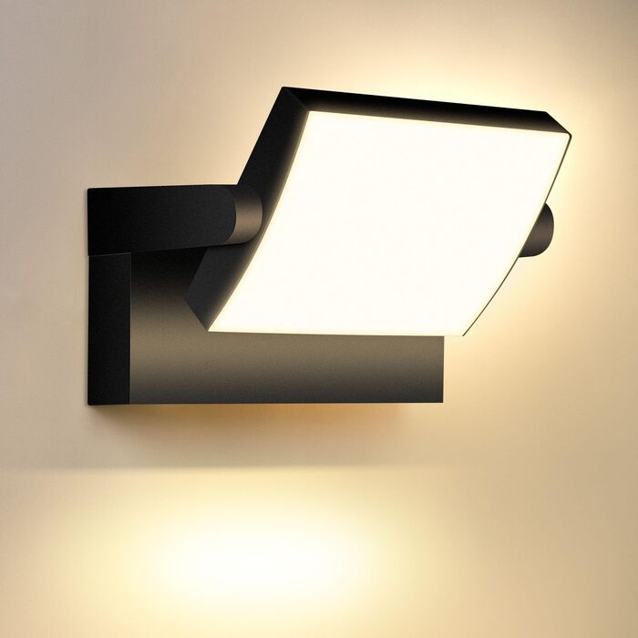 Стіна LED-ліхтар 40W зовнішній та внутрішній, 4000 Лм, тепле біле світло 3000K, поворотна панель 350°, водонепроникний IP65, чорний