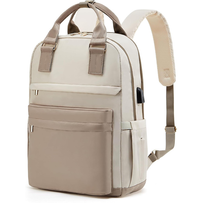 Жіночий рюкзак YTL Elegant 15,6'' для ноутбука, великий шкільний та дорожній рюкзак для підлітків, дівчат, бежево-кавовий