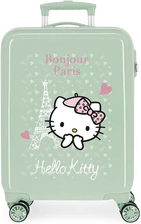 Дитячий валізка Hello Kitty Paris зелена 38x55x20 см, жорсткий ABS, 34 л, 2 кг, 4 подвійні колеса, кодовий замок, ручна поклажа