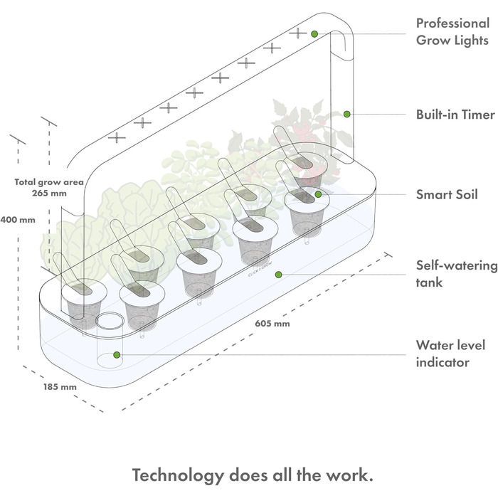 Click and Grow Indoor Garten: Розумний сад для вирощування зелені вдома з LED, 9 капсул (Бежевий)