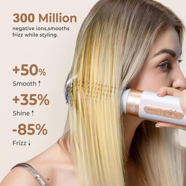 Hairstyler UKLISS Pro 7-в-1 з іонізацією: фен-щітка, кругла щітка, аерощітка для волосся, мультистайлер (білий)