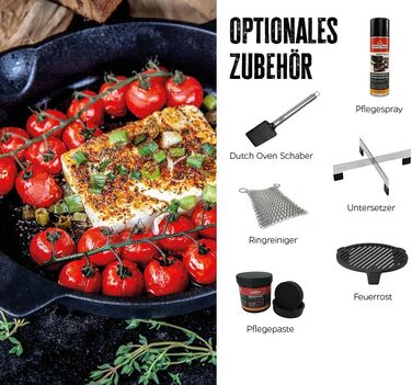 Сковорода для гриля Grillfürst, чавунна, з двома ручками, Ø 40 см, масивна жаростійка сковорода з високими бортами для газового гриля, плити та відкритого вогню