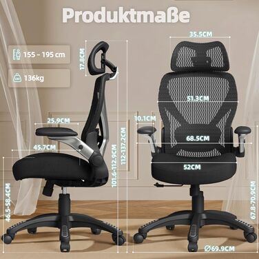 Ергономічне офісне крісло ELABEST X100 з високою спинкою, сіткою та підставкою для ніг (чорно-сріблясте, пінополіуретан)