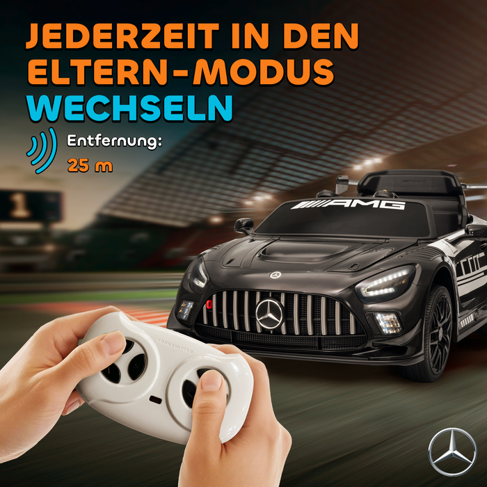 Електромобіль Mercedes-Benz для дітей, 12V, з LED-підсвіткою, музикою, звуком клаксона, для дітей віком 3-8 років, чорного кольору