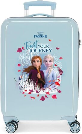 Дитяча валіза Disney Frozen Trust Your Journey, 32x55x20 см, синя, ABS пластик, кодовий замок, 32 л, 2,5 кг, 4 колеса, ручна поклажа