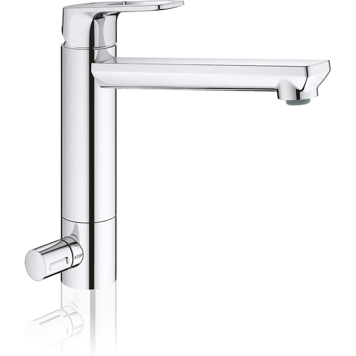Змішувач кухонний GROHE з високим виливом, поворотний на 360°, хром (31367001) з металевим кріпленням та попереднім закриттям води