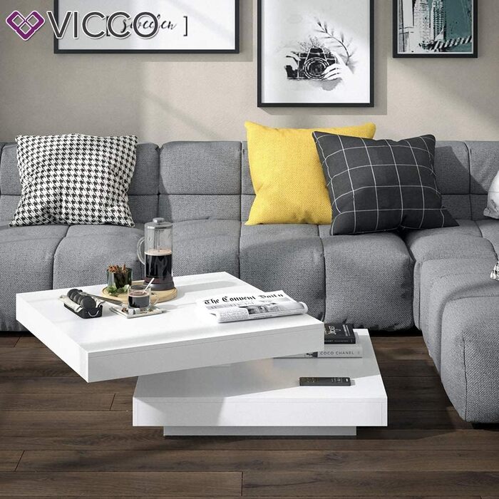 Журнальний стіл Vicco Elias білий 70x34 см