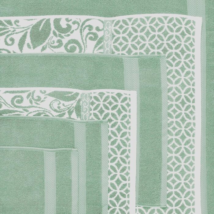 Набір рушників Modern Threads Trefoil Filigranes, 6 шт, жакардові, двосторонні, 100% бавовна, сіро-зелені, супер всотувальні та швидковисихаючі