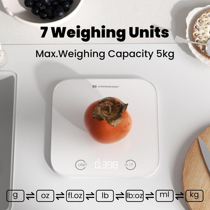 Набір ваг UNIWEIGH: вага для ванної (150 кг) та кухонна вага (5 кг)