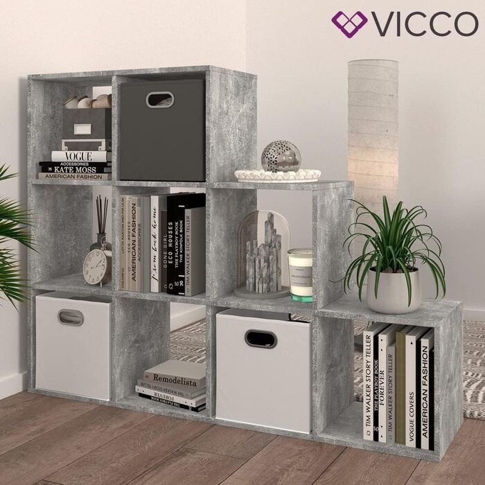 Стелаж-сходи Vicco, антрацит, 142.2 x 107.8 см – універсальний книжковий стелаж для зберігання, сучасний дизайн