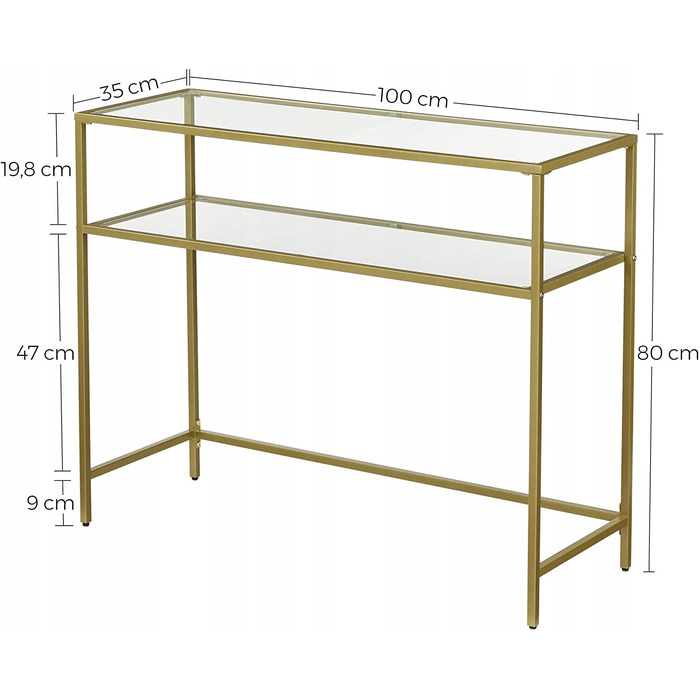 Консольний стіл MUFART, матовий золотий, 100 x 80 x 35 см