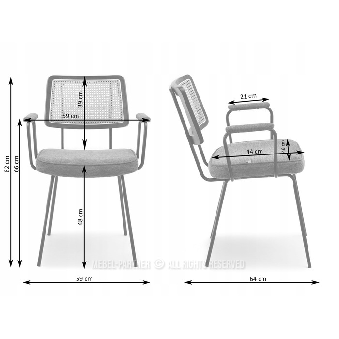 Стілець Mebel-Partner, тканина, сірий, 1 шт.