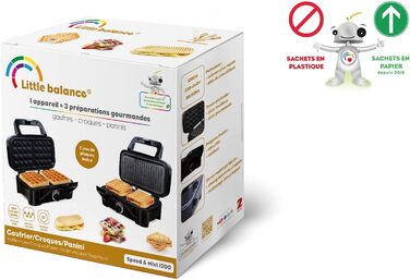 Вафельниця-гриль LITTLE BALANCE Speed'n Mixt 1200, 2-в-1, знімні пластини, 1200 Вт, чорна, нержавіюча сталь